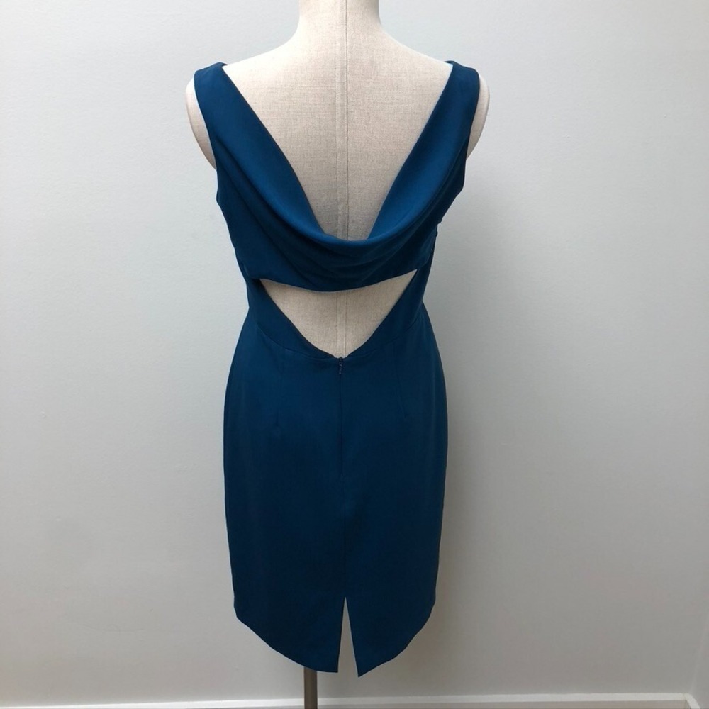 Black Halo Teal Blue Backless Sheath Dress - Picture 12 of 16